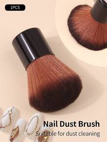 1支软纤维指甲清洁刷，黑色手柄指甲粉尘刷，多功能面部腮红刷，旅行便携刷 - 彩色 - 查看 4