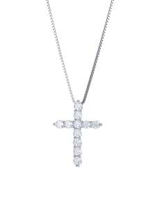 ELSEDES 1 pièce Collier pendentif en forme de croix en argent sterling S925 fait main avec des pierres précieuses scintillantes, bijou de qualité convenant pour le port quotidien des femmes - Argent - Voir 3