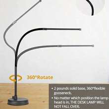 LED阅读灯，可调光夜灯，带灵活鹅颈灯臂，360°可调，3种颜色模式和10级亮度，适用于家庭/办公室/绘画/阅读 - 3種顏色 - 查看 6