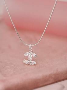 1件银项链，镶嵌锆石，百搭铜质，适合约会、聚会、送礼和日常佩戴。 - 銀色 - 查看 4