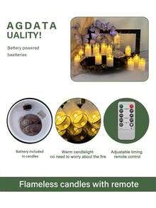 6/12/24pcs Flickering Flameless Candle Lights With Timer Remote Control, Battery Operated Mini Wishing Candles, Suitable For Christmas, Halloween, Valentine's Day, Dining Table, Proposal, Wedding, Party, Gift, Holiday - Transparent - Cup Wax - View 10
