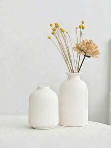 一套米色极简花瓶装饰，现代波西米亚乡村风家居装饰，芦苇和干花花瓶，创意书架、书桌、置物架花瓶装饰，搭配波西米亚风格迷你花瓶，餐桌派对花瓶，客厅办公室书架，玄关卧室装饰 - 1PC - 查看 4