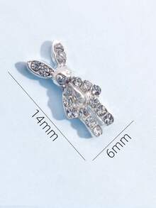 10pcs Gold & Silver Rhinestone Rabbit Nail Jewelry, 3D Metal Alloy Nail Decor Accessories, Suitable For Women Nail Art DIY Nails Nail Supplies - Multicolor - View 3