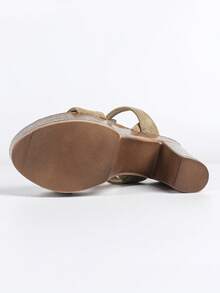 2026 Women's Summer New Fashion Sexy Strap Buckle Open Toe High Heel Sandals With Waterproof Platform And Thick Heel - Màu Khaki - Xem 11