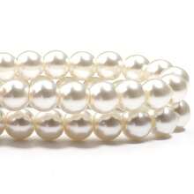 1串时尚白色贝壳珠，直径4-10毫米，圆形装饰珠，DIY手链配件 - 米色 - 查看 8