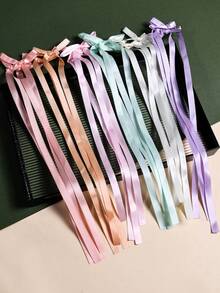 2个女孩多巴胺色丝滑丝带蝴蝶结发夹，可爱返校双长尾蝴蝶结发卡，适合节日派对和日常佩戴。 - 彩色 - 查看 1