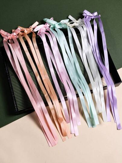 2个女孩多巴胺色丝滑丝带蝴蝶结发夹，可爱返校双长尾蝴蝶结发卡，适合节日派对和日常佩戴。