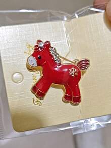 1枚可爱马形锌合金胸针，四季皆宜 - 彩色 - 查看 5