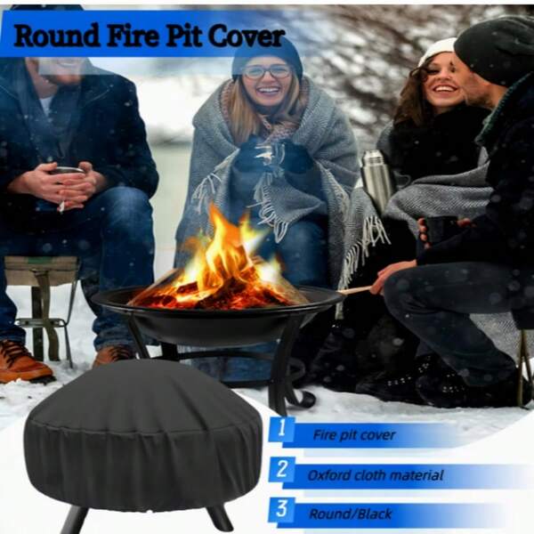 Outdoor Patio Fire Pit Cover Suitable For 30-50 Inch (Approx. 58-127 Cm) Round Fire Pits Patio Fire Table Cover Large Gas Fire Pit Cover Heavy-Duty Outdoor Patio Fireplace Cover Waterproof, Dustproof, UV-Resistant, Tear-Resistant All-Season Use