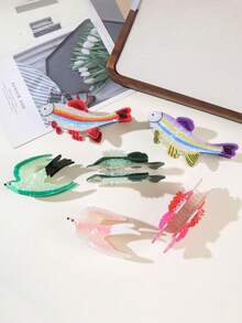 1 件可爱独特的卡通小鱼发夹，女士适用。可爱动物燕子发箍，适合半扎发造型。 - 彩色 - 查看 2