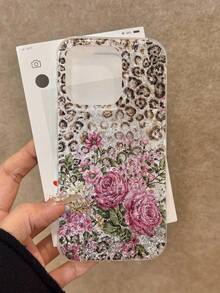 Leopard Rose Painted Epoxy Glitter Minimalist Shockproof Thick Phone Protective Case Compatible With IPhone 17/17 Pro/17 Pro Max, 16/11/16 Pro/16 Plus/16 Pro Max/16e, 15 Pro Max, 13/14/12/XS/XR, 15 Pro Max, 16 XR/7/8, 16 Pro Max, 15 Pro Max, 12 Pro Max, 13 Pro Max, 14 Pro Max, 13, 11, 12 Pro, 14, P11 Soft Shell, P12 Anti-Fall, XS.XR Phone Case, Protective Cover - Multicolor - View 3