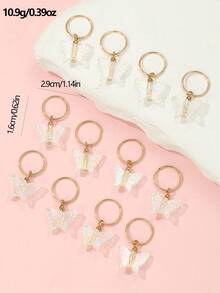 12pcs Women's Fashion Minimalist Elegant Transparent Shiny Bowknot Hair Clips & Rings Set, Suitable For Daily, Festival, Party, Vacation - Multicolor - View 5