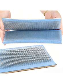 24厘米×9厘米发夹绘图垫，带针状拖拽垫，是一款假发接发工具，用于拉直头发，抚平毛躁和缠结的头发。 - 霧霾藍 - 查看 3