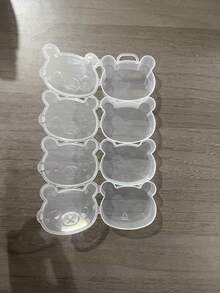 2个/1个多功能发圈收纳盒，透明塑料材质，带隔层和锁扣盖，心形和熊形首饰、糖果、珍珠、文具收纳盒，多功能家居收纳方案 - 彩色 - 查看 8