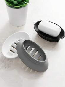 1pc Silicone Non-Slip Soap Dish With Drainage Holes, Shower And Bathroom Soap Holder, Flexible Soap Tray To Keep Soap Dry And Extend Its Lifespan - Multicolor - View 3