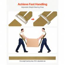 Moving Straps, Supports Up To 1000 Lbs, 2-Person Lifting And Moving System With 2 Harness Straps & 1 Load-Bearing Strap, Adjustable Lifting Shoulder Straps Move Furniture Appliances Mattresses - Shoulder-carrying (single-strip) - 查看 6