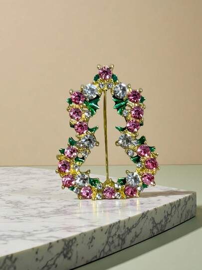 1pc Fashionable Vintage Colorful Rhinestone Embellished Prosperity Gourd Brooch Pin, Suitable For Daily Wear And Multipurpose Use