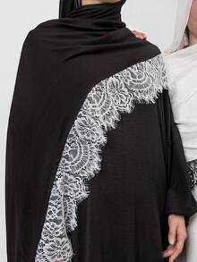 1 Stück Mitternachts-Spitze Modal Hidschab Schal, Boho Muslimische Frauen leichter Viskose Voile Schal, modischer Kopftuch geeignet für den täglichen Gebrauch und alle Jahreszeiten - Verschiedenfarbig - Übersicht 5