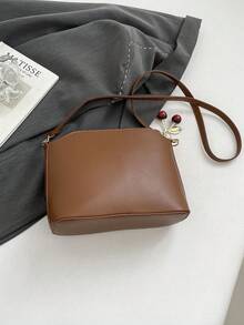 复古撞色水桶包，饰有滚边，适合购物、用作钱包，也适合年轻女性、大学生、新婚夫妇和上班族女性。是办公室、大学、工作、商务、通勤、户外活动、旅行和野餐的理想之选。 - 棕色 - 查看 6