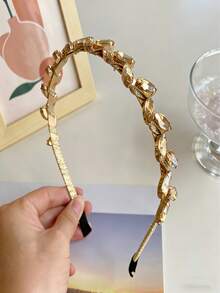 1件水晶水钻缠绕发箍，优雅法式发圈，百搭派对头饰 - 彩色 - 查看 8