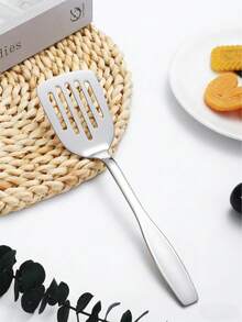 1/2pcs Stainless Steel Slotted Spatula, Suitable For Kitchen, Restaurant, Camping - Silver - View 5