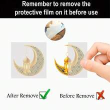 1 Pair Acrylic Crescent Moon & Lantern Earrings - Islamic Jewelry For Festivals, Celebrations, Office & Casual Wear - UV Printed, Fade-Resistant, Double-Sided Design - Multicolor - View 6