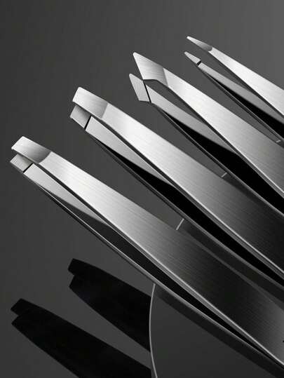 4pcs/Set High Precision Eyebrow Tweezers Stainless Steel Eyebrow Hair Removal Tool Kit