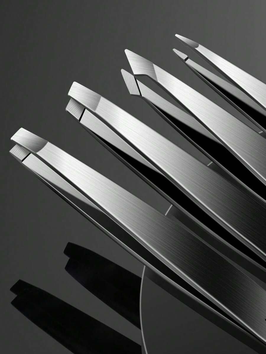 4pcs/Set High Precision Eyebrow Tweezers Stainless Steel Eyebrow Hair Removal Tool Kit - Multicolor - View 1