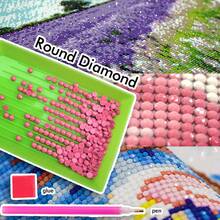 1pc Full Round Diamond Painting Red Flower Cross Stitch 5d Diy Embroidery Adult Handmade Gift 40x40cm Frameless - Multicolor - View 7