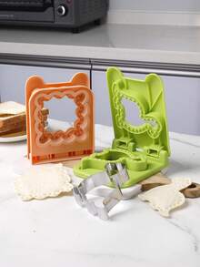 1 Stück quadratischer Blumen-Rand Edelstahl Sandwich Ausstecher Form, Dinosaurier-Rand Brot Ausstecher Form, Heim-DIY Backwerkzeug Toaster Clip, Brot Formgebungsform, praktisch, langanhaltend und einfach zu reinigen, geeignet zum Backen von Gebäck - Verschiedenfarbig - Übersicht 4