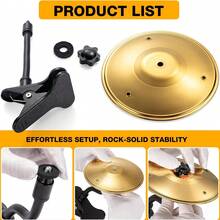 Mini Clip-On Desktop Cymbal, Mini Desk Drum For Music Lovers, Relieve Your Work & Study Stress With Fun Gold Percussion Accessory, Easy Installation For Most Desk Types - Vàng - Xem 3