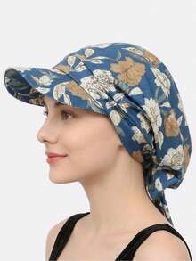 1件装女士新款系带遮阳帽，户外防晒帽，帽檐可系紧，适合日常使用 - 帽簷印花帽 - 查看 11