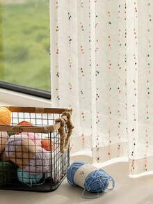 1件半透明镂空欧式花卉图案波西米亚风半透明窗帘,卧室、客厅装饰窗帘,家居装饰,四季皆宜 - 彩色 - 查看 4