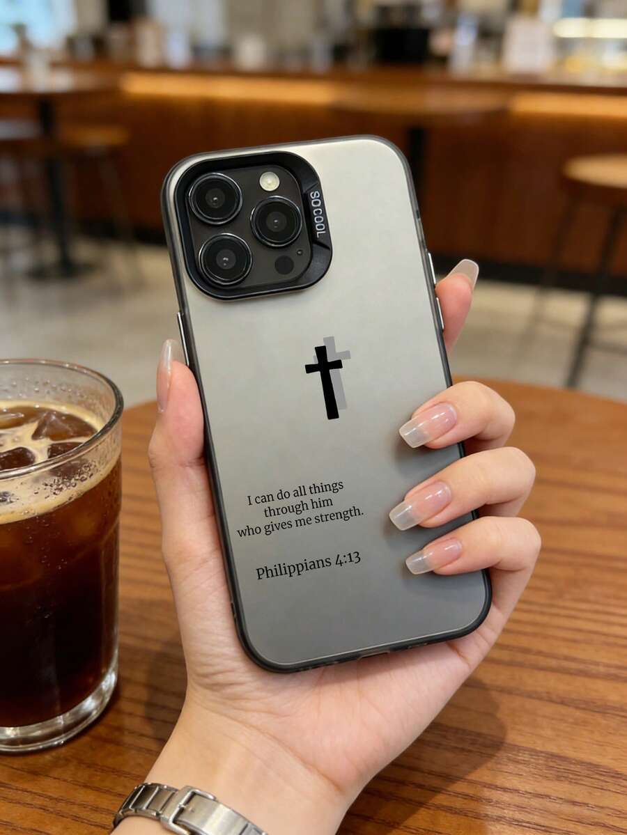 Capa para celular com estampa religiosa de versículo bíblico, proteção contra impactos, compatível com iPhone 16 Pro Max/15/14 Plus/13/12/11, versão internacional (não é a versão nacional). - Multicolorido - Ver 1