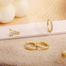 优雅的微镶锆石耳环，百搭耳环套装 - 彩色 - 查看 5