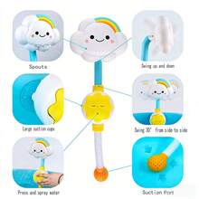 1pc Kids Bathroom Sunflower Shower Head, Pressure Spray Rainbow Cloud Shower Head, Baby Bath Water Play Toy - Cloud Shower - View 6