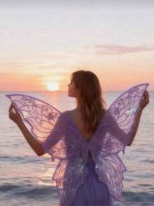 1件/套仙女蝴蝶翅膀，嘉年华派对表演道具，闪亮蝴蝶翅膀婚纱天使翅膀女士嘉年华服装配饰，彩色翅膀 - 彩色 - 查看 10