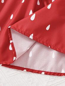 2件套女童红色草莓印花连衣裙配迷你斜挎包，春夏款 - 紅色 - 查看 9