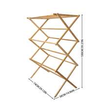 Secadora de ropa independiente de bambú, estante plegable para toallas, perchero ajustable para balcón, secadora de ropa, estante para ropa interior - Camel - Ver 4