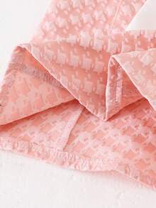 1件装女童甜美可爱粉色荷叶边领短袖连衣裙，春夏户外/度假风格 - 粉色 - 查看 3