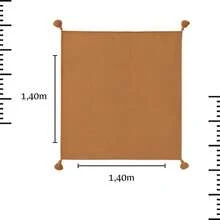 Rustic Blanket Sofa Decorative Handmade Pompom Bohochic Delicate Sophisticated Modern Minimalist Raw 1.40x1.40 - 摩卡棕 - 查看 10