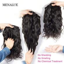 MENALUE Body Wave Bundles Human Hair 16A Brazilian Virgin Hair Bundles 18 20 22 Inch Thick Weave Natural Black Free Human Hair Extensions - Natural Black - 查看 8