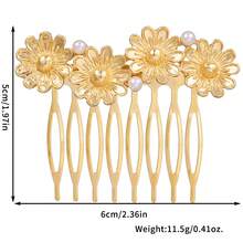 1 pieza Peine lateral de aleación de zinc con diseño vintage de plantas, adecuado como accesorio de cabello diario para mujeres, regalo - Peineta lateral redonda simétrica - Ver 2