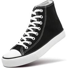 Womens Canvas Sneakers High Top Lace Ups Casual Walking Shoes - màu đen - Xem 1