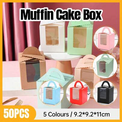 Aimall 1-Piece Portable Muffin Box With Window, Thickened Cupcake Box