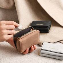 High-Quality Korean Style Minimalist Velvet Trifold Student Wallet, Women Coin Purse - Small - View 2