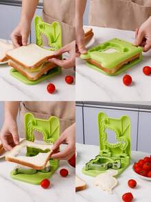 1 Stück quadratischer Blumen-Rand Edelstahl Sandwich Ausstecher Form, Dinosaurier-Rand Brot Ausstecher Form, Heim-DIY Backwerkzeug Toaster Clip, Brot Formgebungsform, praktisch, langanhaltend und einfach zu reinigen, geeignet zum Backen von Gebäck - Verschiedenfarbig - Übersicht 9