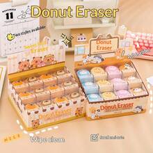 Capybara Donut Shaped Erasers, Cute Cartoon Design, Clean, Minimal Waste, Student Encouragement Small Gift Stationery, Classroom Reward Supplies - Multicolor - View 13
