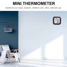 2个高精度迷你温湿度计，室内家用爬行动物电子温湿度计，车载温度计，带大液晶显示屏的数字花园温湿度计 - 白色 - 查看 11