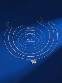 3 件套优雅别致时尚奢华闪亮彩色方晶锆石心形、蝴蝶、花瓣、圆形、方形、鱼形、海马、蜜蜂、六边形、泪珠吊坠项链套装，适合毕业典礼、派对、婚礼、新娘、伴娘、女友、生日、情人节、妇女节、感恩节、新年礼物 - 銀色 - 查看 10